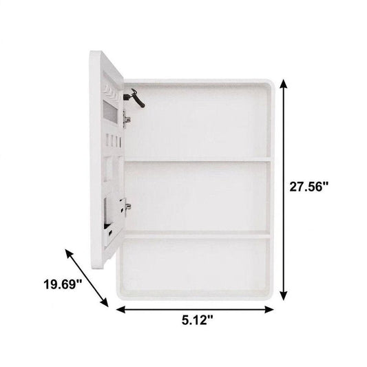 5" White Glass Wall Mounted No Textural Detailing Single Door Medicine Cabinet