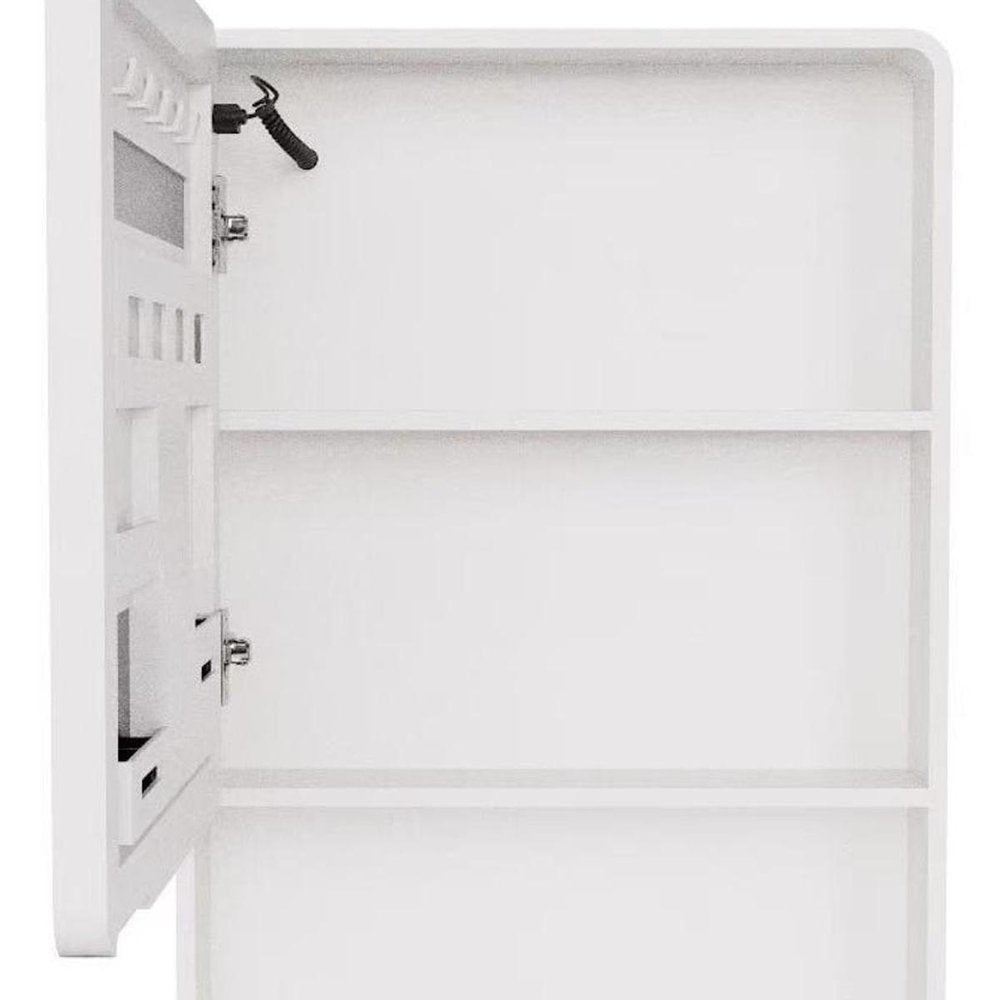 5" White Glass Wall Mounted No Textural Detailing Single Door Medicine Cabinet — view 5