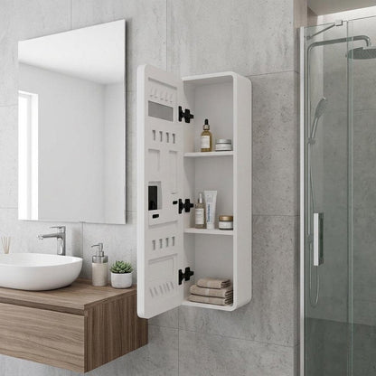 5" White Glass Wall Mounted No Textural Detailing Single Door Medicine Cabinet HomeRoots