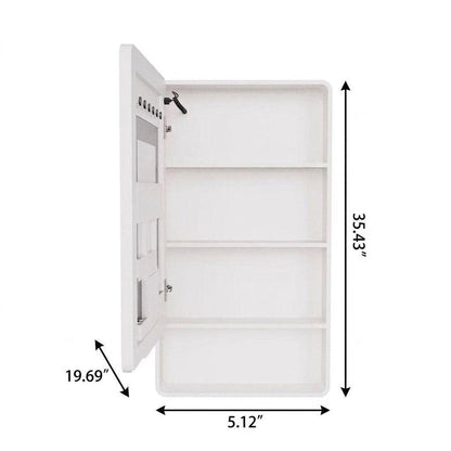 5" White Glass Wall Mounted No Textural Detailing Single Door Medicine Cabinet HomeRoots