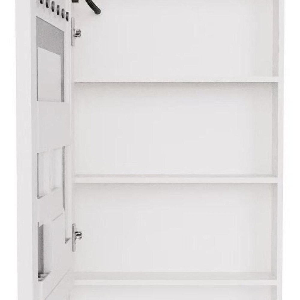 5" White Glass Wall Mounted No Textural Detailing Single Door Medicine Cabinet HomeRoots
