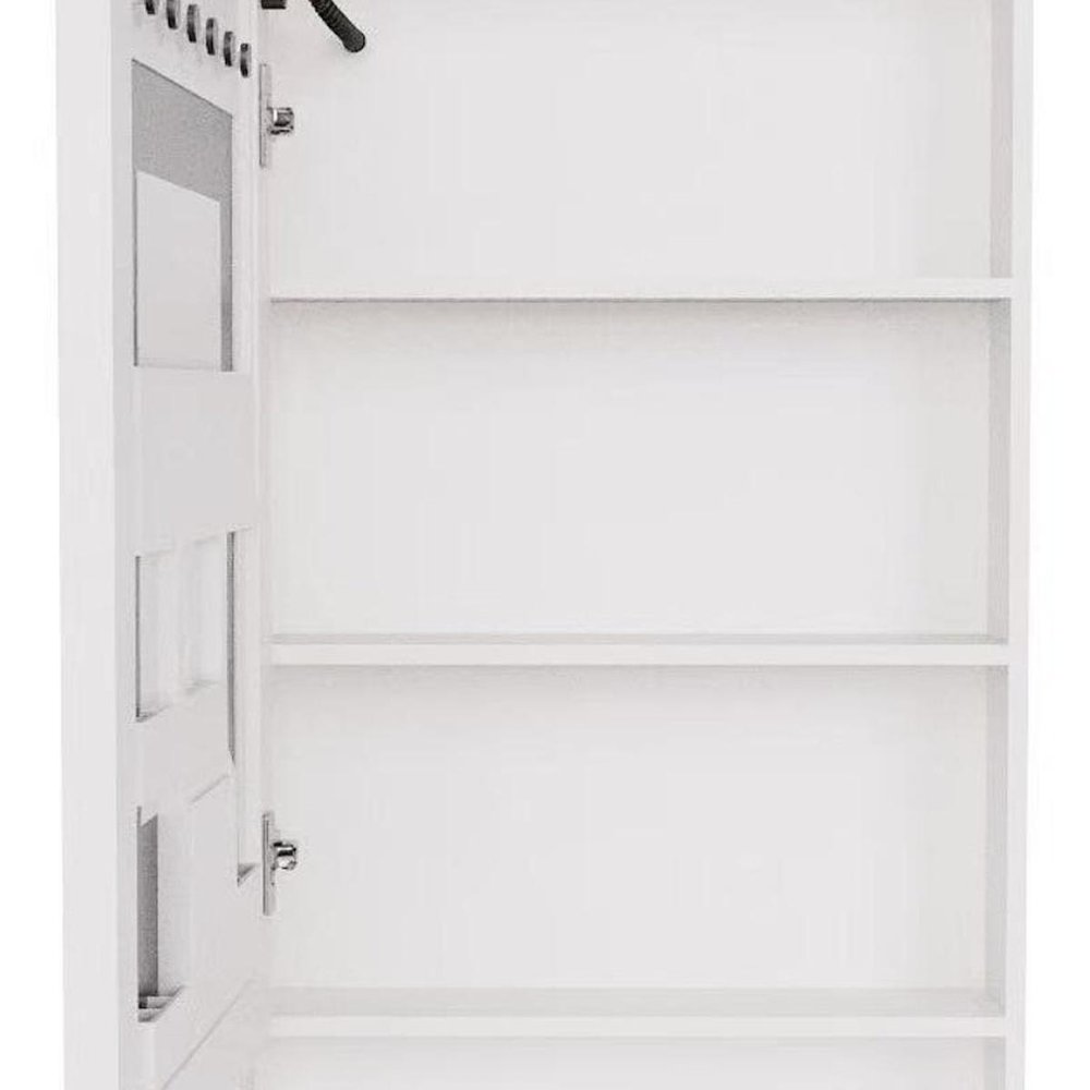 5" White Glass Wall Mounted No Textural Detailing Single Door Medicine Cabinet HomeRoots