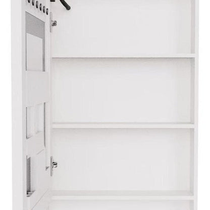 5" White Glass Wall Mounted No Textural Detailing Single Door Medicine Cabinet HomeRoots
