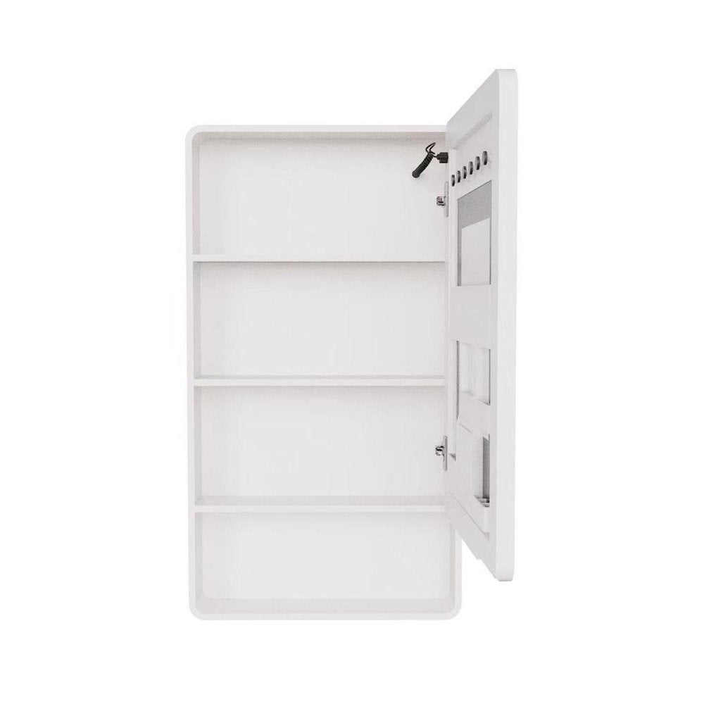 5" White Glass Wall Mounted No Textural Detailing Single Door Medicine Cabinet — view 5