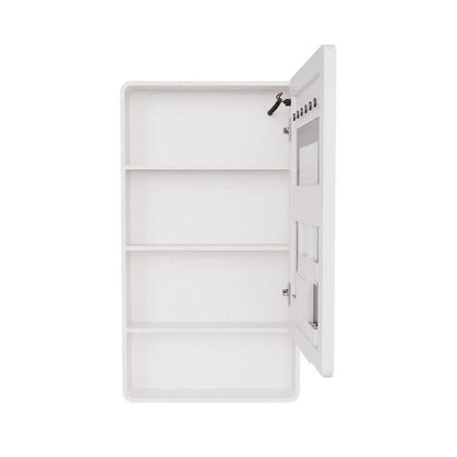 5" White Glass Wall Mounted No Textural Detailing Single Door Medicine Cabinet
