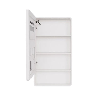 5" White Glass Wall Mounted No Textural Detailing Single Door Medicine Cabinet