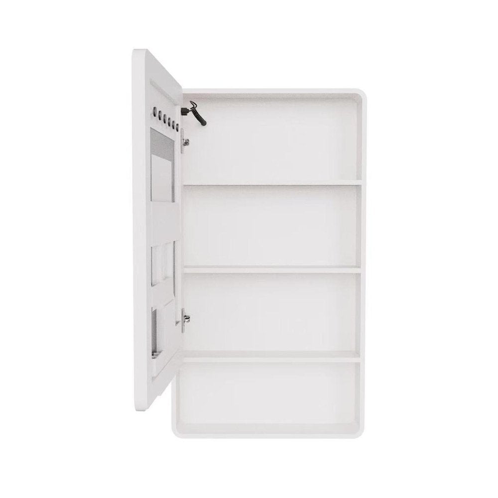5" White Glass Wall Mounted No Textural Detailing Single Door Medicine Cabinet — view 1