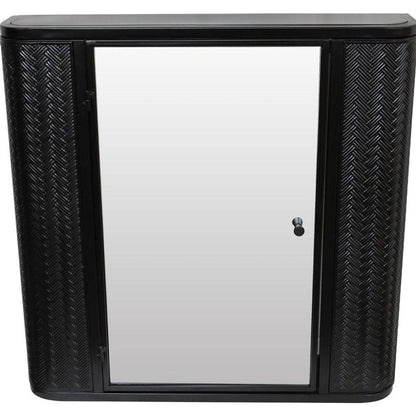 27" Black Steel Wall Mounted No Textural Detailing Single Door Medicine Cabinet HomeRoots
