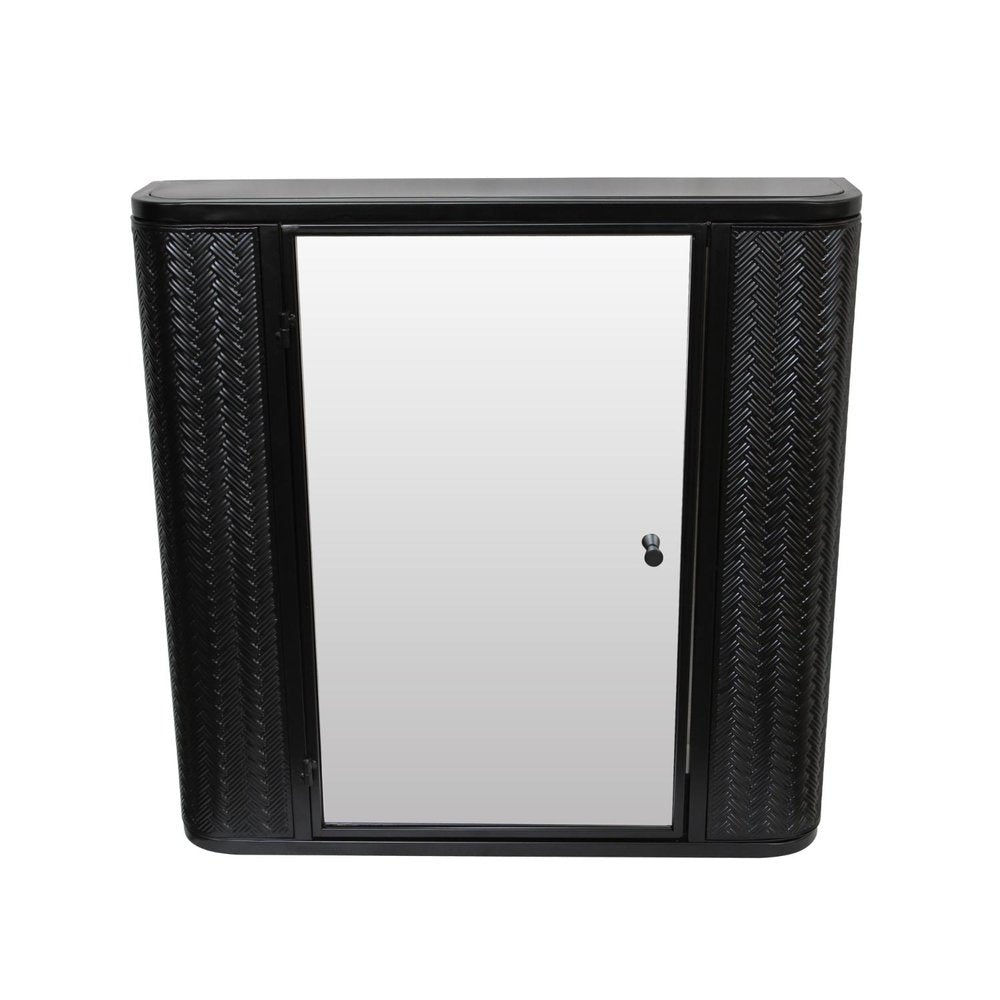 27" Black Steel Wall Mounted No Textural Detailing Single Door Medicine Cabinet — view 1