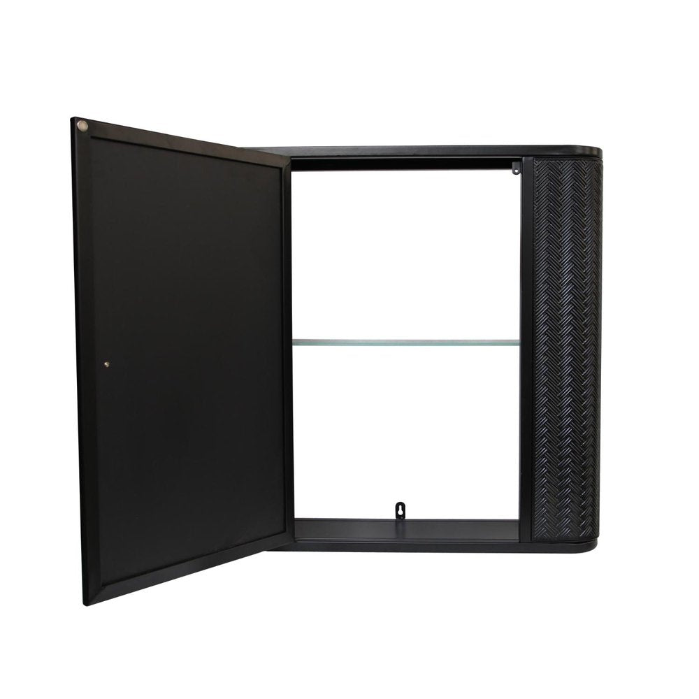 27" Black Steel Wall Mounted No Textural Detailing Single Door Medicine Cabinet HomeRoots
