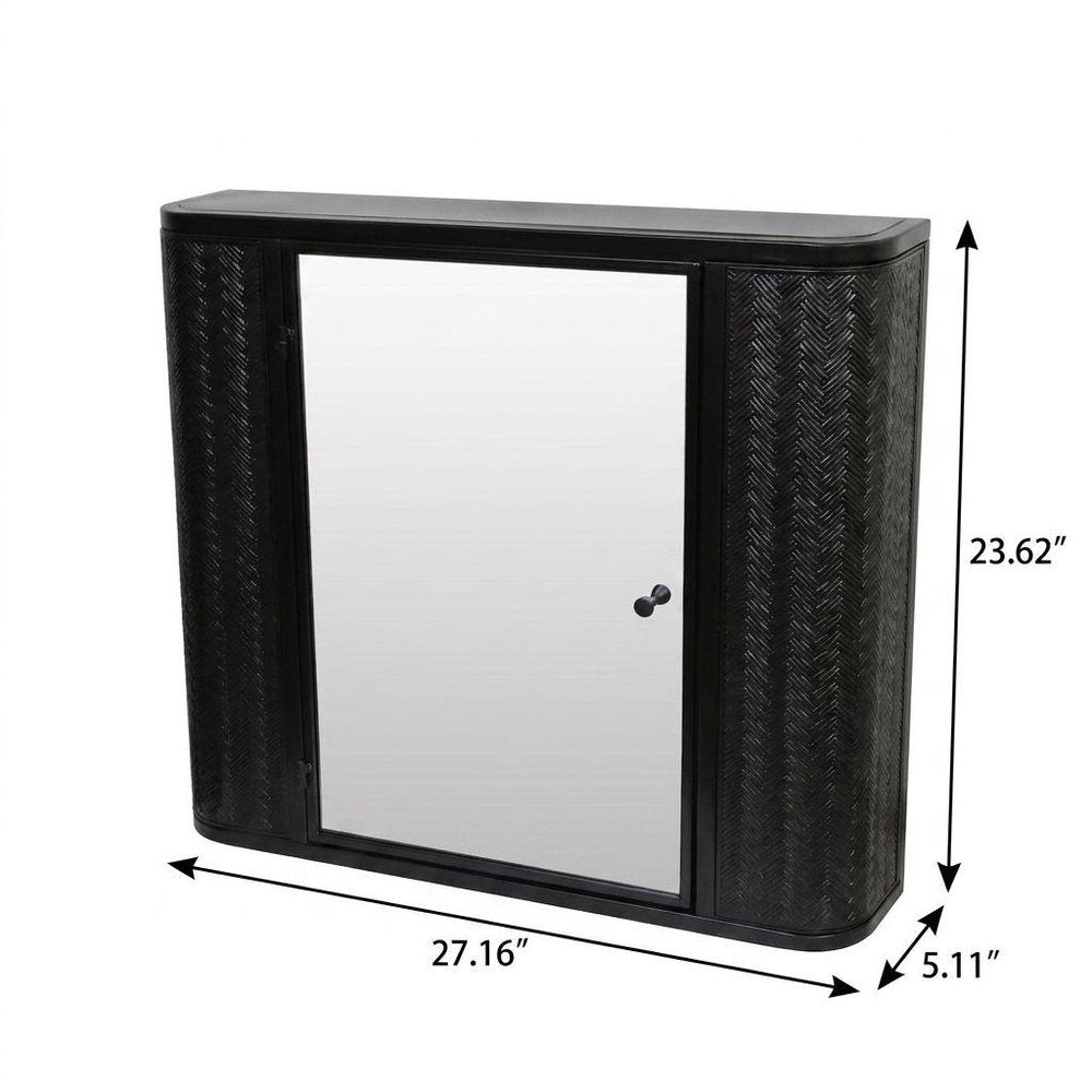 27" Black Steel Wall Mounted No Textural Detailing Single Door Medicine Cabinet — view 4