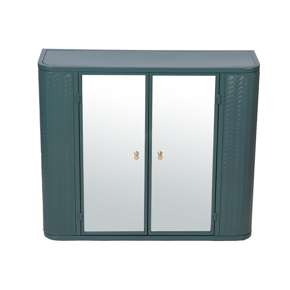 28" Green Steel Wall Mounted No Textural Detailing Double Door Medicine Cabinet — view 2