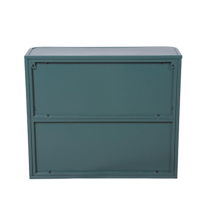 28" Green Steel Wall Mounted No Textural Detailing Double Door Medicine Cabinet