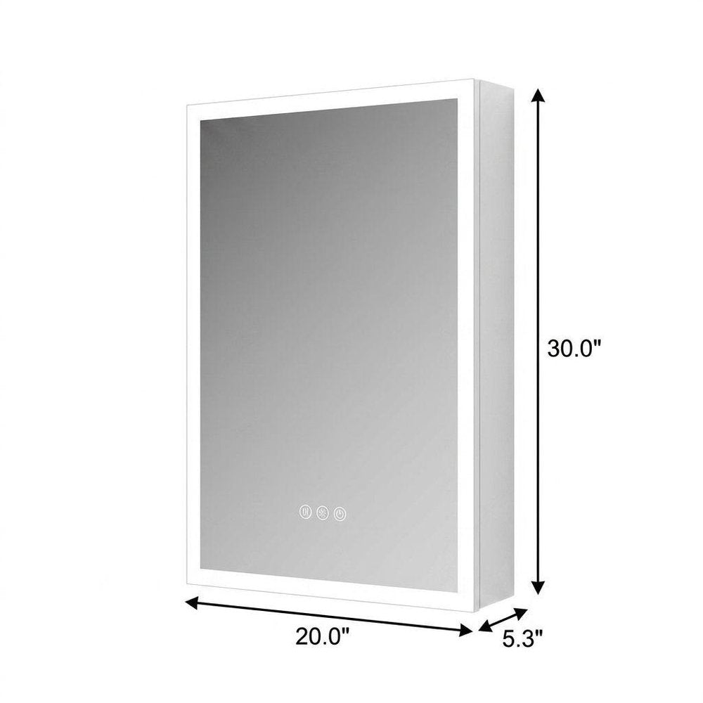 20" Silver Glass Wall Mounted No Textural Detailing Single Door Medicine Cabinet HomeRoots