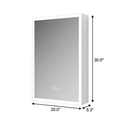 20" Silver Glass Wall Mounted No Textural Detailing Single Door Medicine Cabinet HomeRoots
