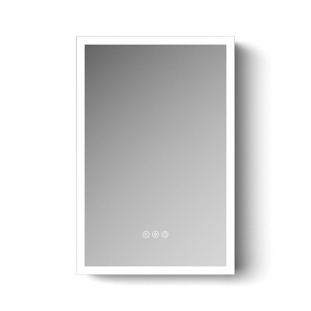 20" Silver Glass Wall Mounted No Textural Detailing Single Door Medicine Cabinet — view 1
