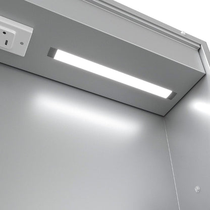 30" Silver Glass Wall Mounted No Textural Detailing Double Door Medicine Cabinet HomeRoots