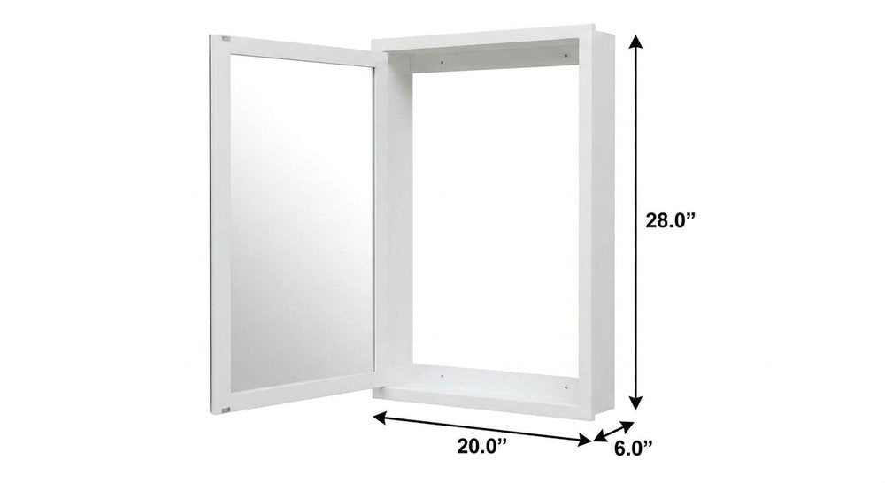 20" Silver Glass Wall Mounted No Textural Detailing Single Door Medicine Cabinet — view 9