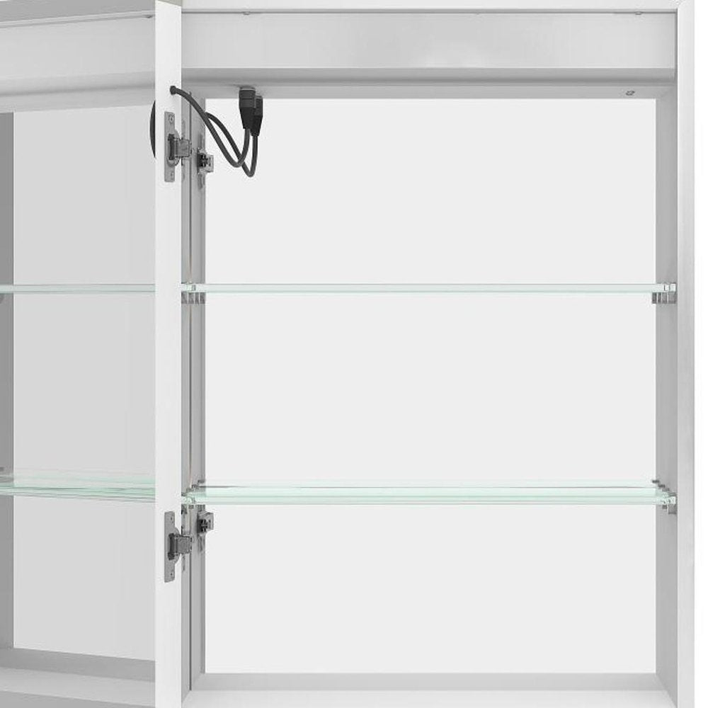 20" Silver Glass Wall Mounted No Textural Detailing Single Door Medicine Cabinet — view 4