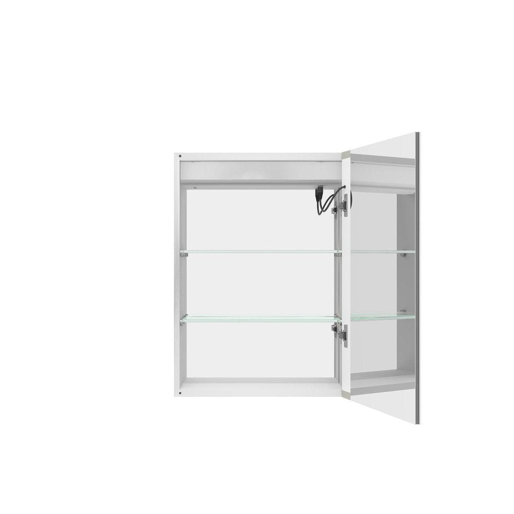 20" Silver Glass Wall Mounted No Textural Detailing Single Door Medicine Cabinet — view 3