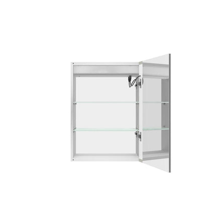 20" Silver Glass Wall Mounted No Textural Detailing Single Door Medicine Cabinet HomeRoots