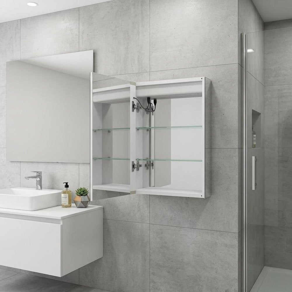 20" Silver Glass Wall Mounted No Textural Detailing Single Door Medicine Cabinet — view 9