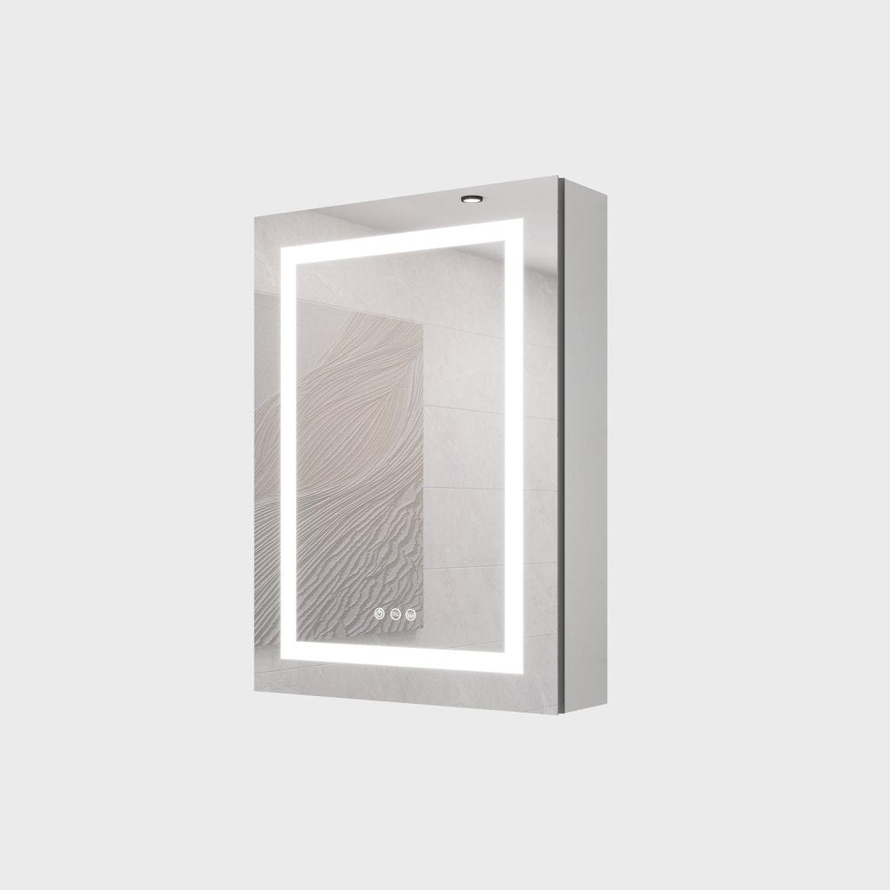 20" Silver Glass Wall Mounted No Textural Detailing Single Door Medicine Cabinet — view 6