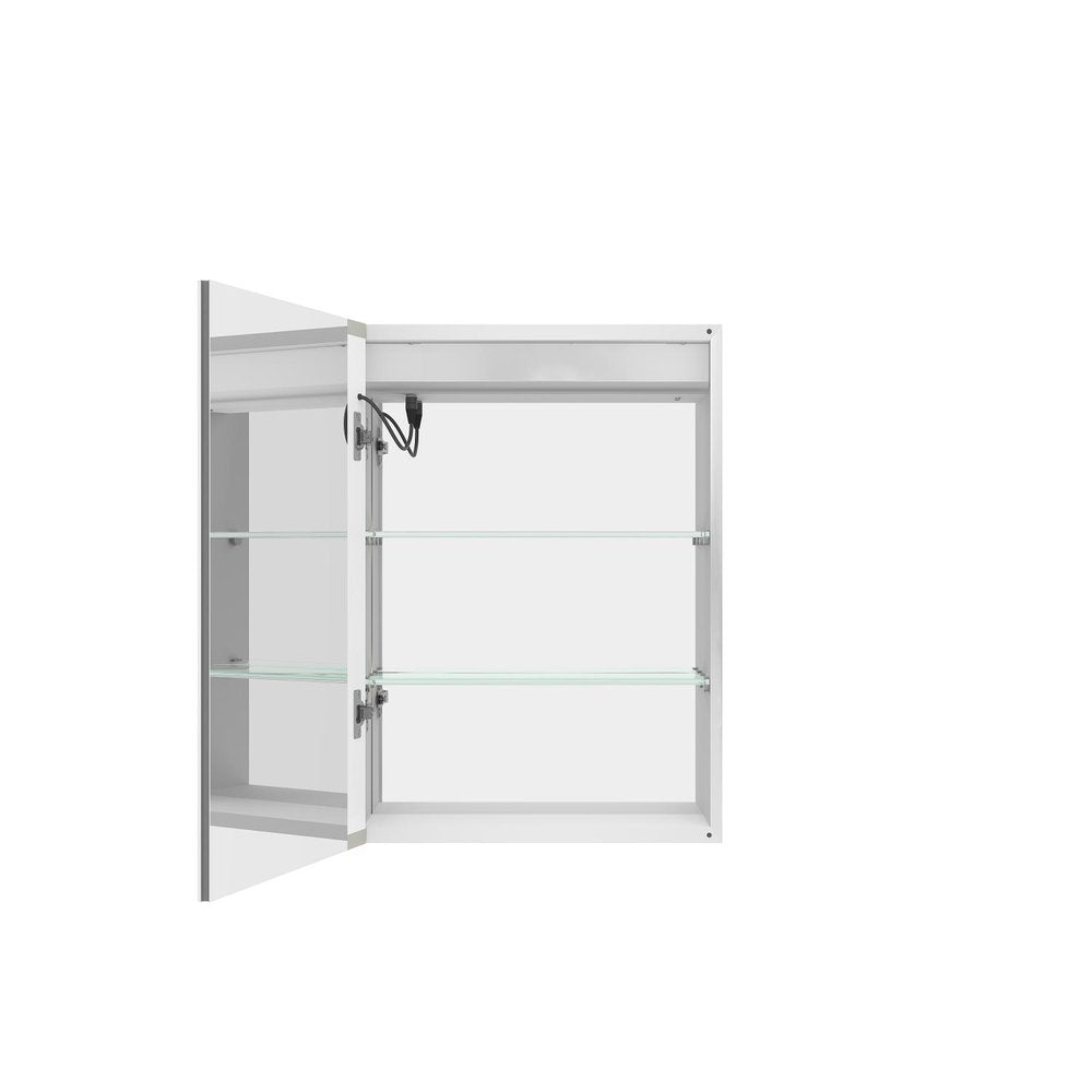 20" Silver Glass Wall Mounted No Textural Detailing Single Door Medicine Cabinet — view 2
