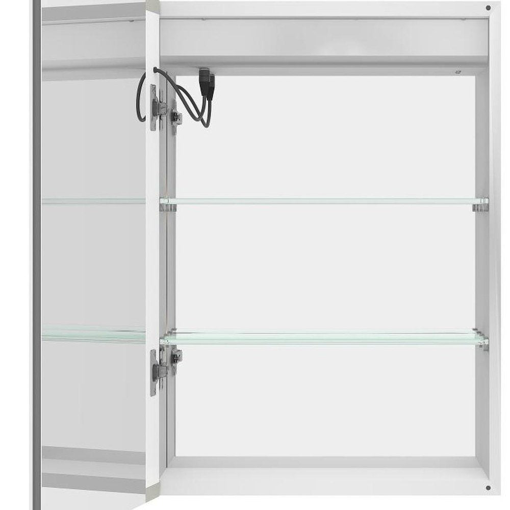 20" Silver Glass Wall Mounted No Textural Detailing Single Door Medicine Cabinet HomeRoots