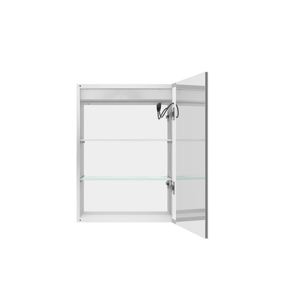 20" Silver Glass Wall Mounted No Textural Detailing Single Door Medicine Cabinet — view 3