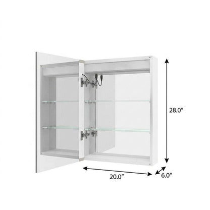20" Silver Glass Wall Mounted No Textural Detailing Single Door Medicine Cabinet HomeRoots