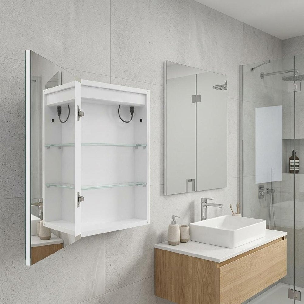 20" Silver Glass Wall Mounted No Textural Detailing Single Door Medicine Cabinet — view 1