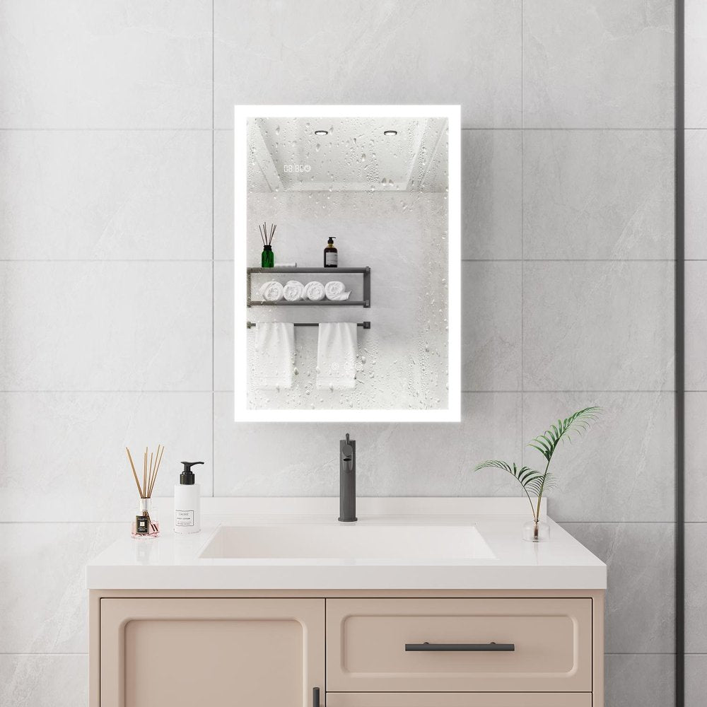 20" Silver Glass Wall Mounted No Textural Detailing Single Door Medicine Cabinet — view 7