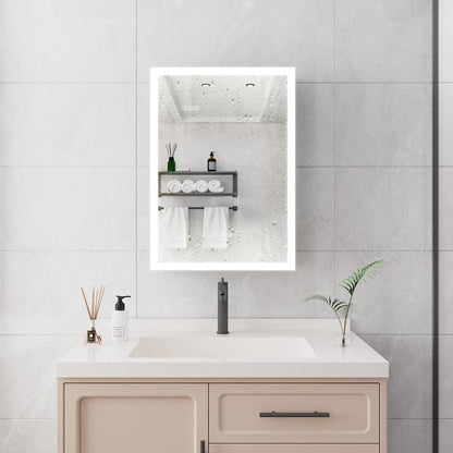 20" Silver Glass Wall Mounted No Textural Detailing Single Door Medicine Cabinet HomeRoots