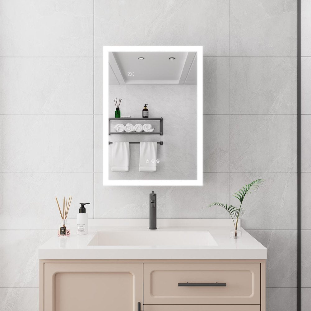 20" Silver Glass Wall Mounted No Textural Detailing Single Door Medicine Cabinet HomeRoots