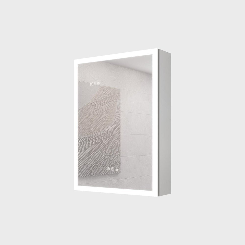 20" Silver Glass Wall Mounted No Textural Detailing Single Door Medicine Cabinet — view 6