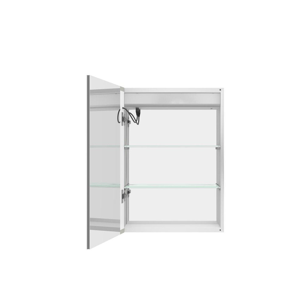 20" Silver Glass Wall Mounted No Textural Detailing Single Door Medicine Cabinet — view 2