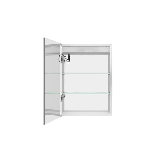 20" Silver Glass Wall Mounted No Textural Detailing Single Door Medicine Cabinet