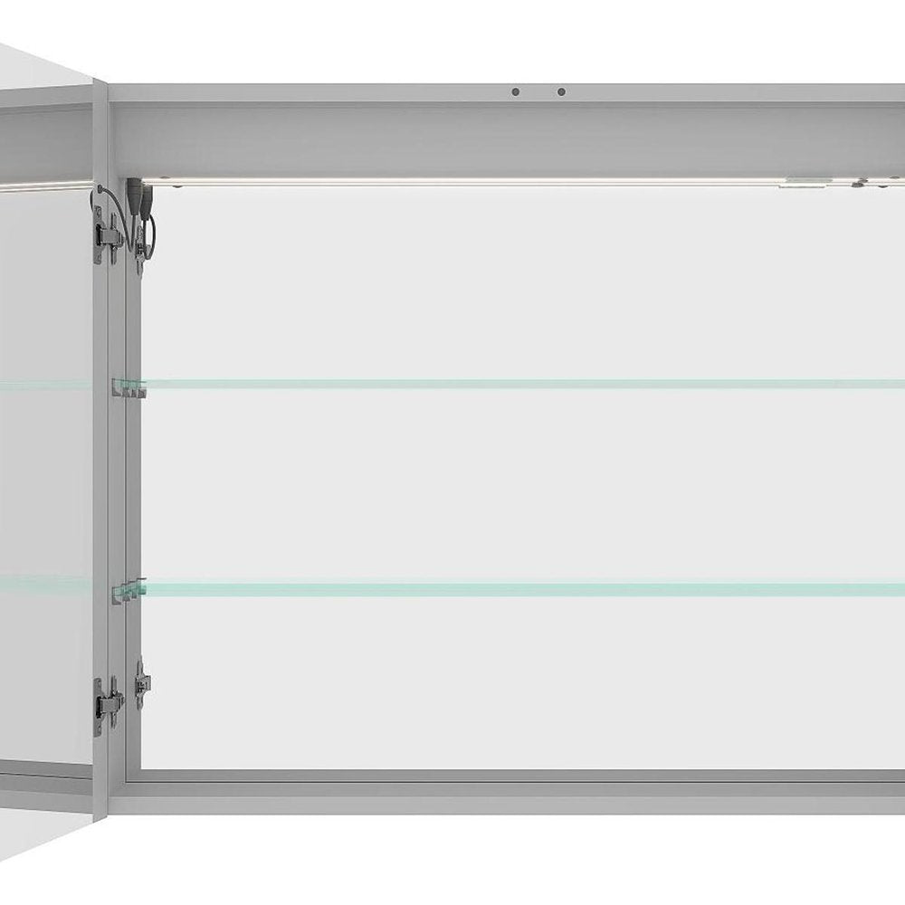 36" Silver Glass Wall Mounted No Textural Detailing Double Door Medicine Cabinet — view 4
