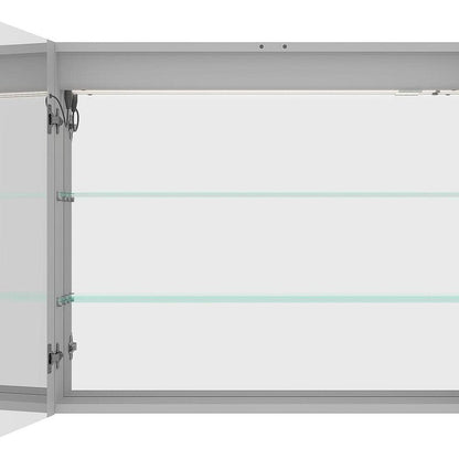 36" Silver Glass Wall Mounted No Textural Detailing Double Door Medicine Cabinet HomeRoots
