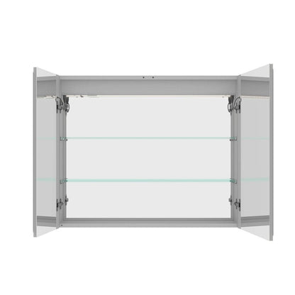 36" Silver Glass Wall Mounted No Textural Detailing Double Door Medicine Cabinet