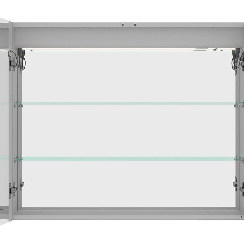 36" Silver Glass Wall Mounted No Textural Detailing Double Door Medicine Cabinet — view 5