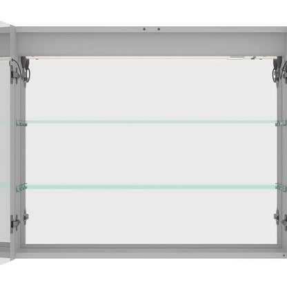 36" Silver Glass Wall Mounted No Textural Detailing Double Door Medicine Cabinet HomeRoots