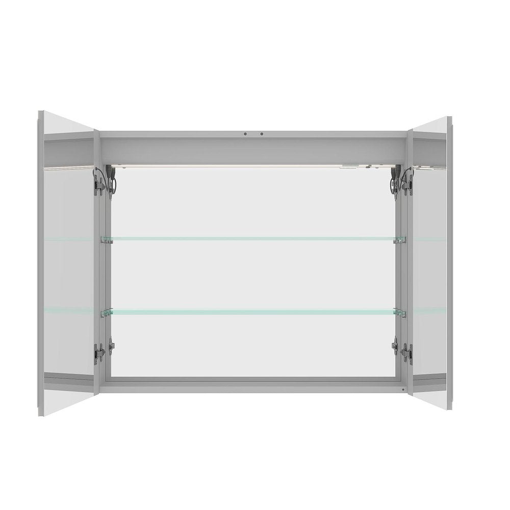 36" Silver Glass Wall Mounted No Textural Detailing Double Door Medicine Cabinet HomeRoots