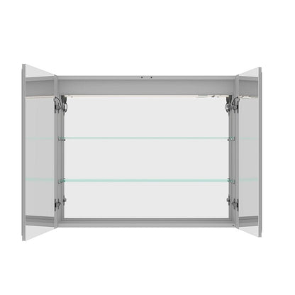 36" Silver Glass Wall Mounted No Textural Detailing Double Door Medicine Cabinet HomeRoots