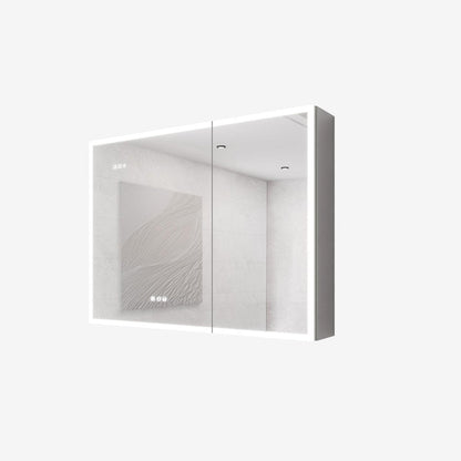 36" Silver Glass Wall Mounted No Textural Detailing Double Door Medicine Cabinet HomeRoots