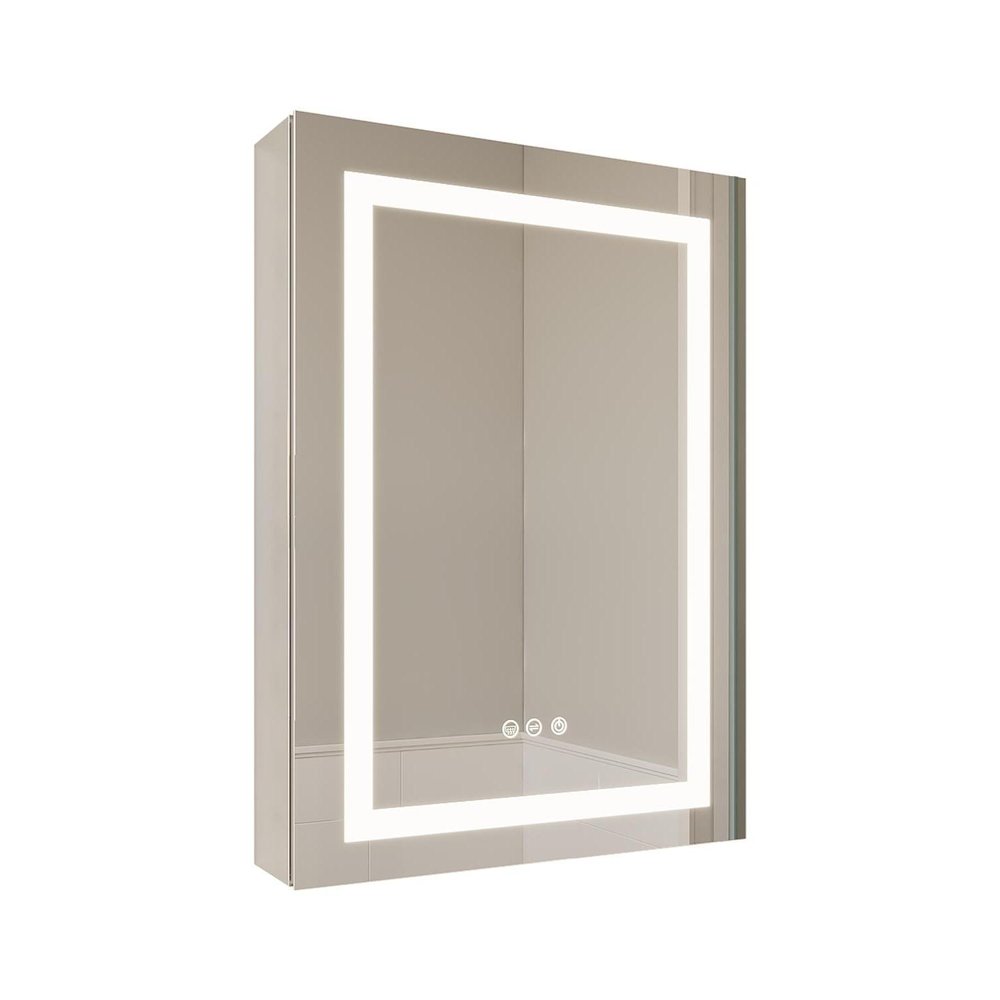 20" Silver Glass Wall Mounted No Textural Detailing Double Door Medicine Cabinet — view 2