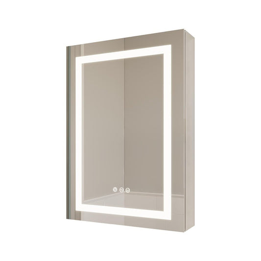 26" X 20" Silver Unframed Mirrored Double Door LED Lit Medicine Cabinet