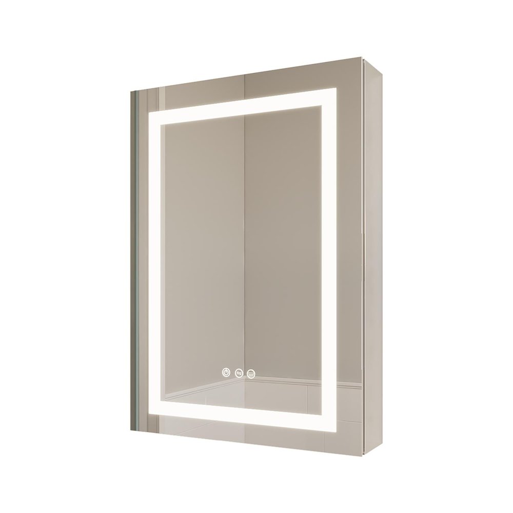 20" Silver Glass Wall Mounted No Textural Detailing Double Door Medicine Cabinet — view 1