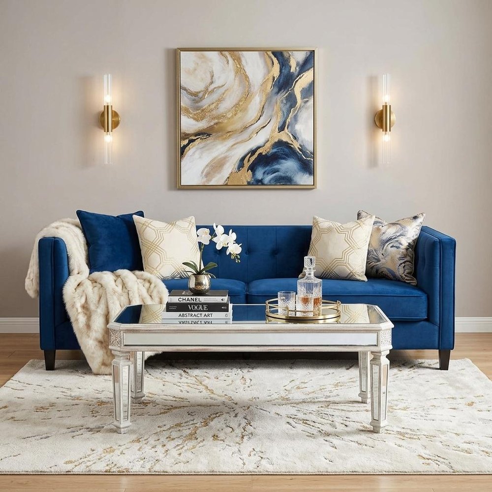 48" Silver And White Mirrored Glass And Wood Coffee Table HomeRoots